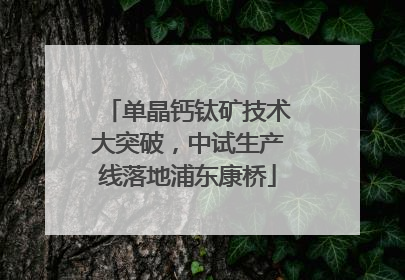 单晶钙钛矿技术大突破，中试生产线落地浦东康桥